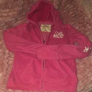 Hollister Girls Pink Zip-Up Hoodie with Cali HCO Logo
